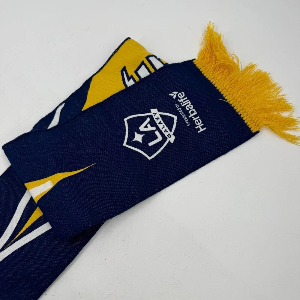 LA Galaxy Soccer Scarf Navy Blue Yellow‎ Fringe Presented by Herbalife